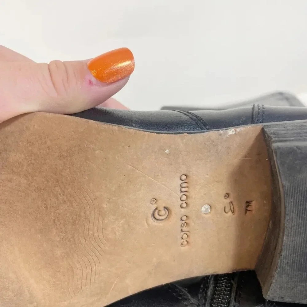 Corso Como Knee High Riding Boots Womens‎ Size 7 M Black Leather Equestrian Zip